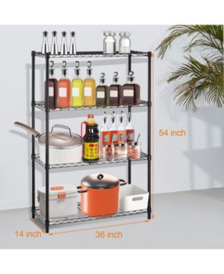 4-Tier Steel Kitchen Storage Shelf Storage Pantry Organizer in Black