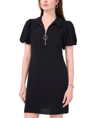 MSK Women s Collared Zip Neck Puff Sleeve Dress Macy s