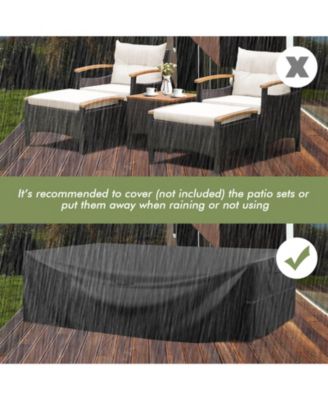 5 Pieces Patio Conversation Set with Cushions Coffee Table and 2 Ottomans