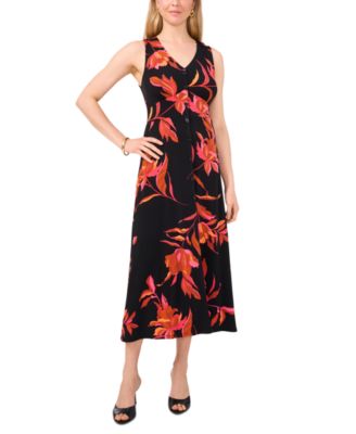 MSK - Women's V-Neck Sleeveless Jersey Midi Dress