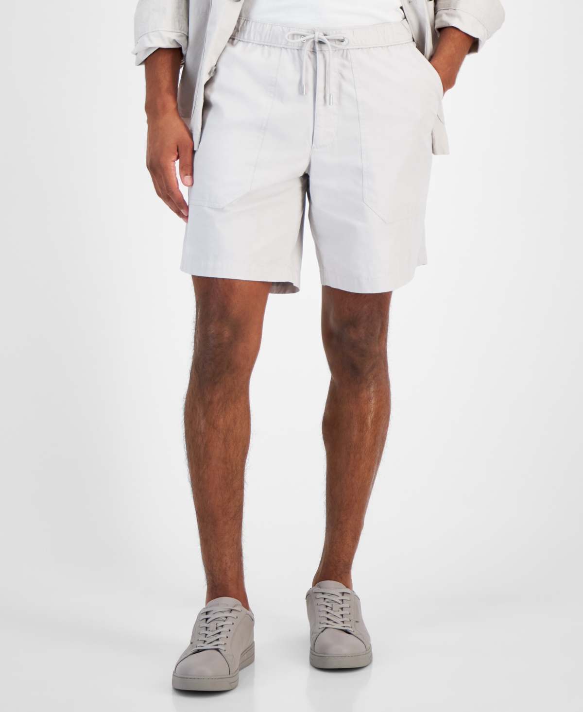Men's Garment-Washed Drawstring Shorts - Aluminum