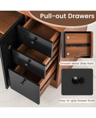 71 Inch Kitchen Pantry with 3 Storage Cabinet and 3 Deep Drawers