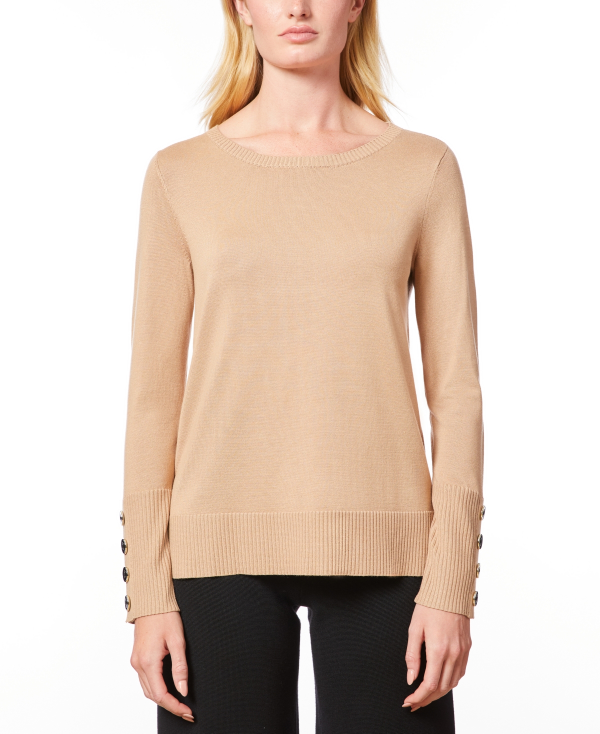Melissa Paige Womens Button Rayon Blouse In Camel