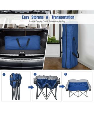 Folding Camping Chair with Bags and Padded Backrest
