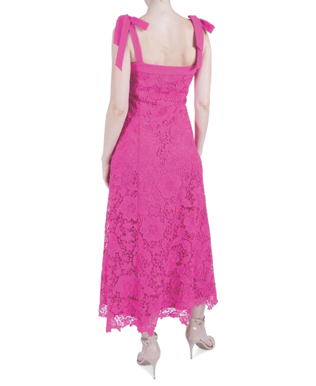 julia jordan Women's Tie-Strap Lace Midi Dress