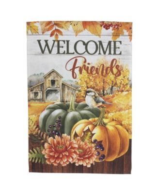 Welcome Friends Fall Harvest Outdoor Garden Flag - 18" x 12.5"