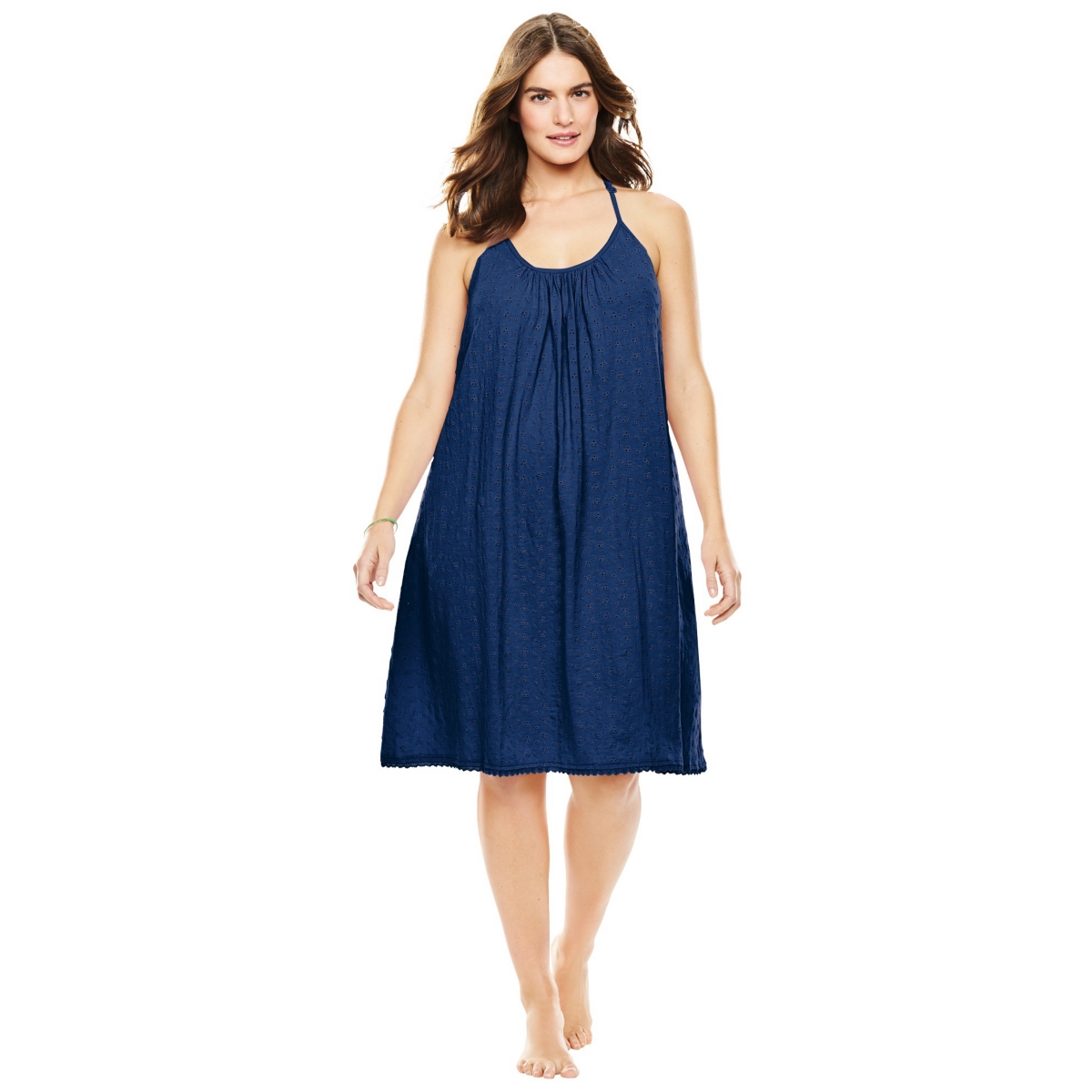 Women's Breezy Eyelet Short Nightgown - White floral