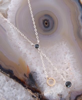 Circle Genuine Labradorite Drop Necklace