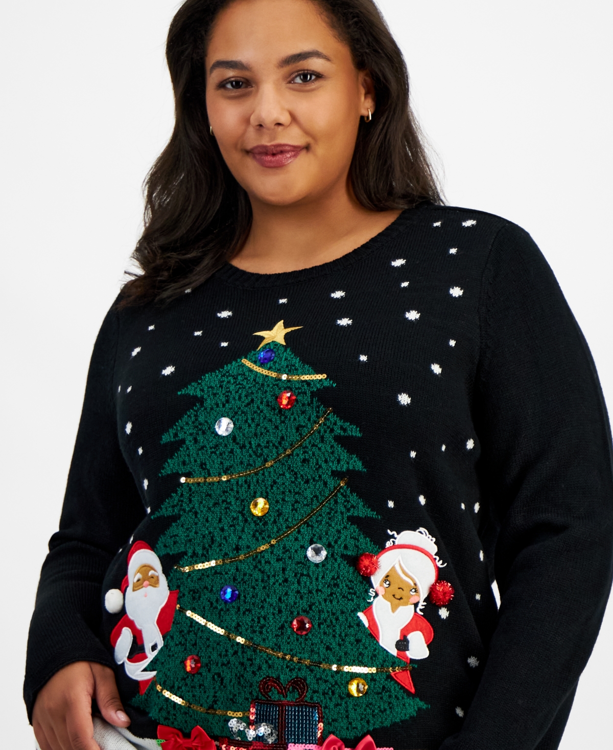 Holiday Lane Plus Size Mr. & Mrs. Claus Sweater, Created for Macy's