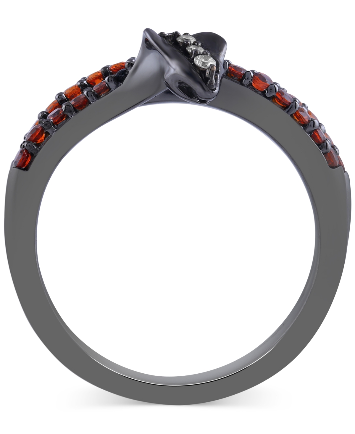 Rhodolite Garnet (3/4 ct. t.w.) & Diamond (1/6 ct. t.w.) Jafar Snake Ring in Black Rhodium-Plated Sterling Silver - Black Rhodium-Plated Sterling Silv