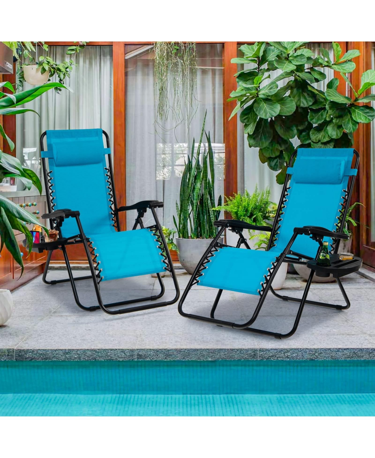 Inolait Sugift 2 Pieces Folding Lounge Chair with Zero Gravity