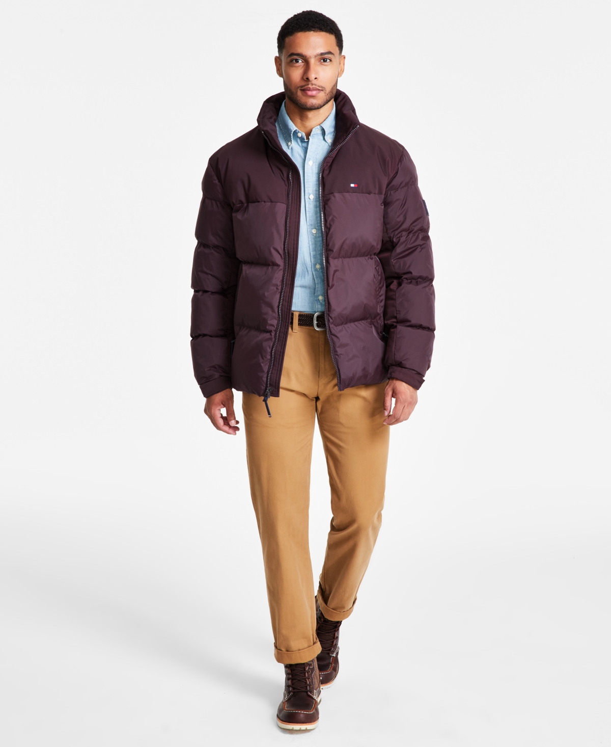 Tommy Hilfiger Men's Mixed-Media Puffer Jacket