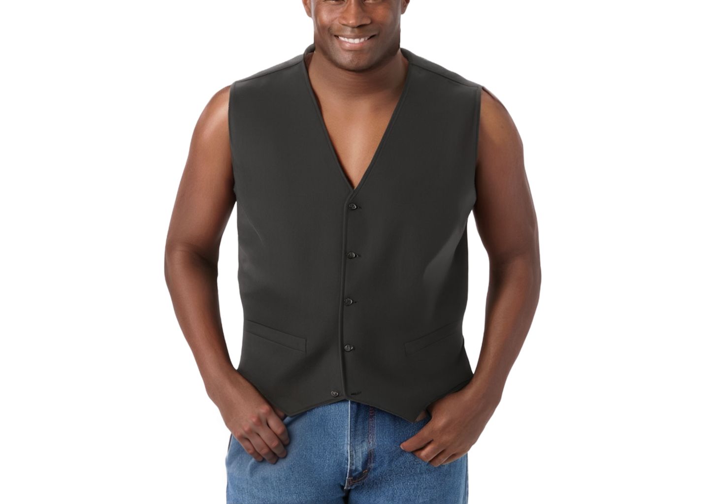 Мужской жилет KingSize KS Signature Collection Easy Movement 5-Button Suit Vest, цвет: Чёрный — фото 1