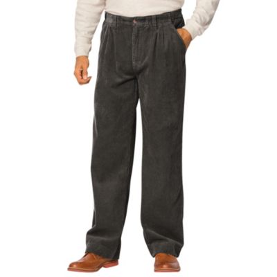 Men's Big & Tall Expandable Waist Corduroy Pleat-Front Pants