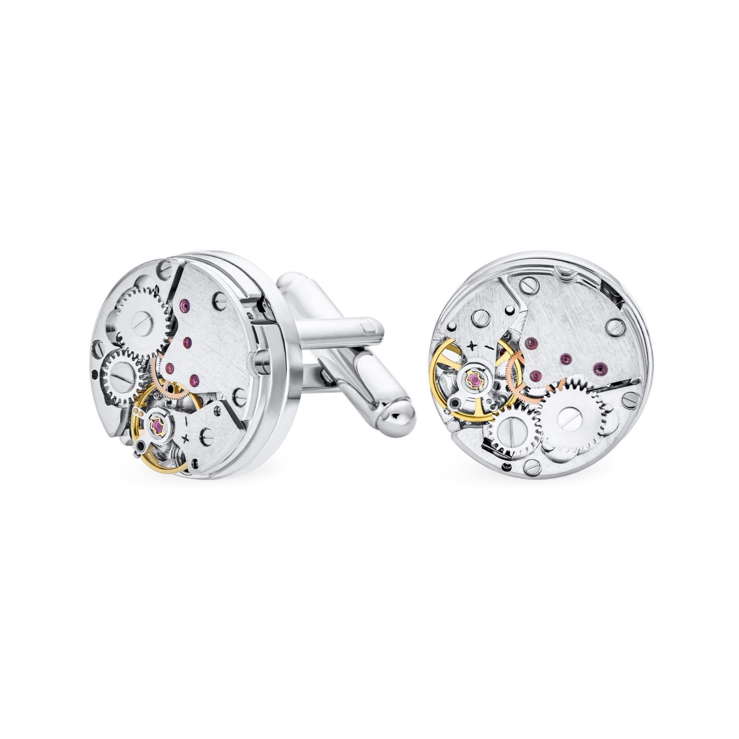 Мужские запонки Bling Jewelry Steampunk Gear Wheel Cufflinks 2-Piece Set, цвет: Разноцветный, вариант 1 — фото 1