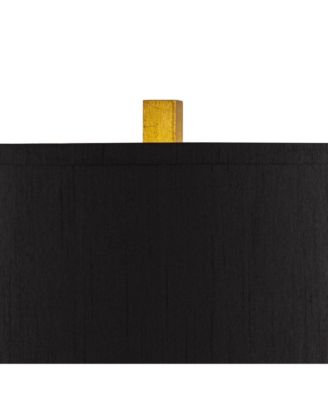 Zeus Modern Mid Century Table Lamp 28 1/2" Tall Sculptural Gold Leaf Metal Black Drum Shade Bedroom Living Room Bedside Nightstand