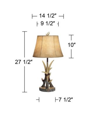 Boone Rustic Western Table Lamps 27 1/2" Tall Set of 2 Natural Antler with USB Charging Port Bell Shade for Bedroom Living Room Office