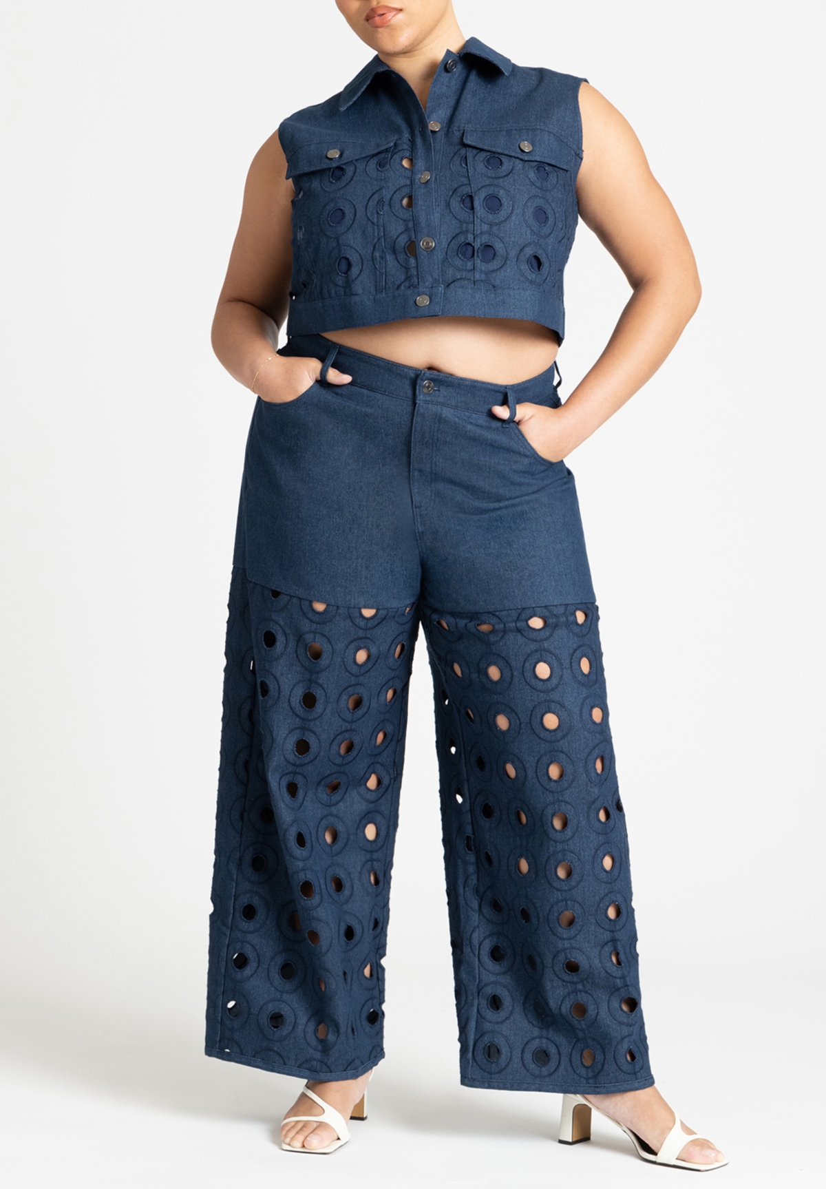 Eloquii Women's Circular Cutout Denim Pant