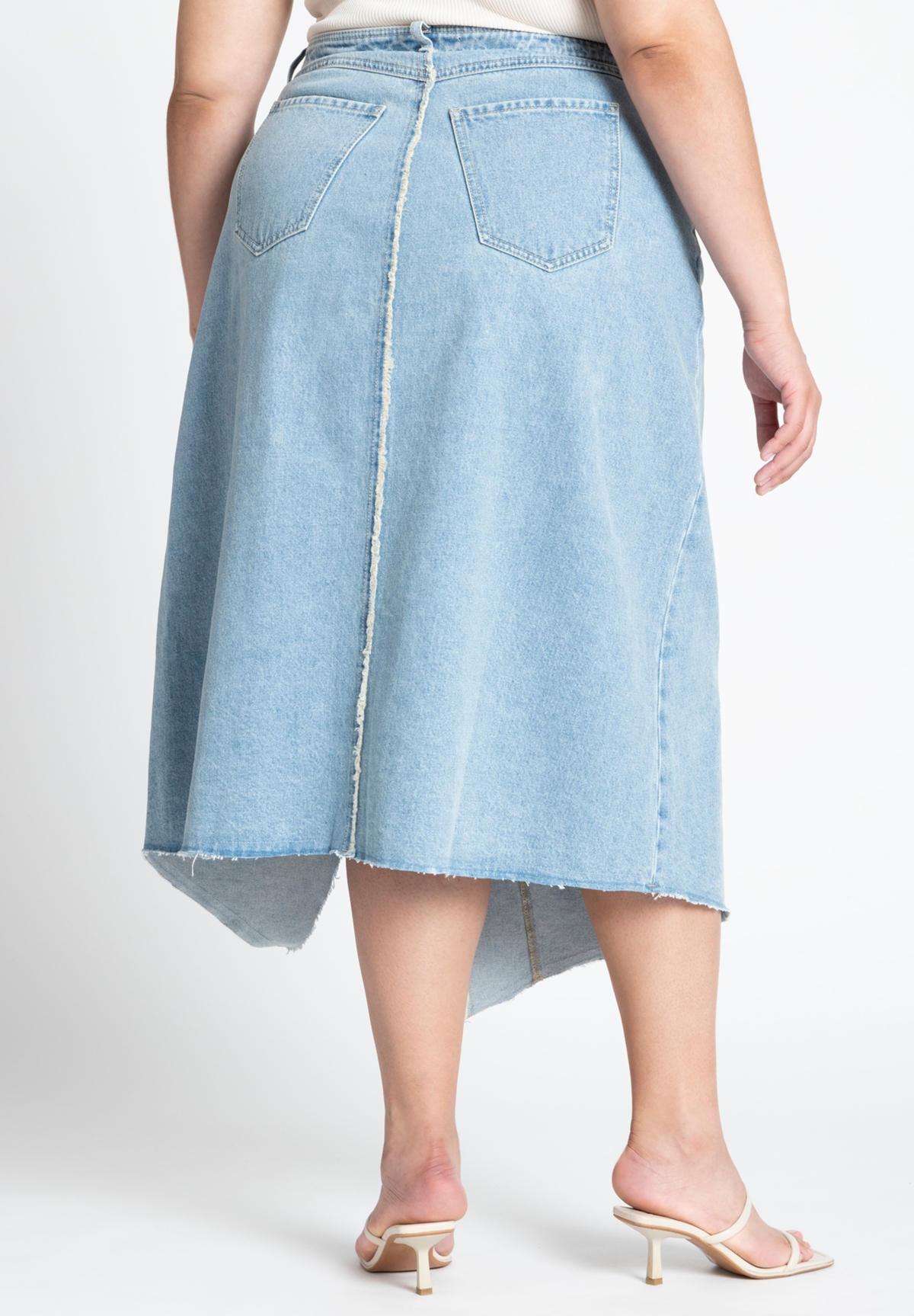 Eloquii Women's Deconstructed Denim Skirt