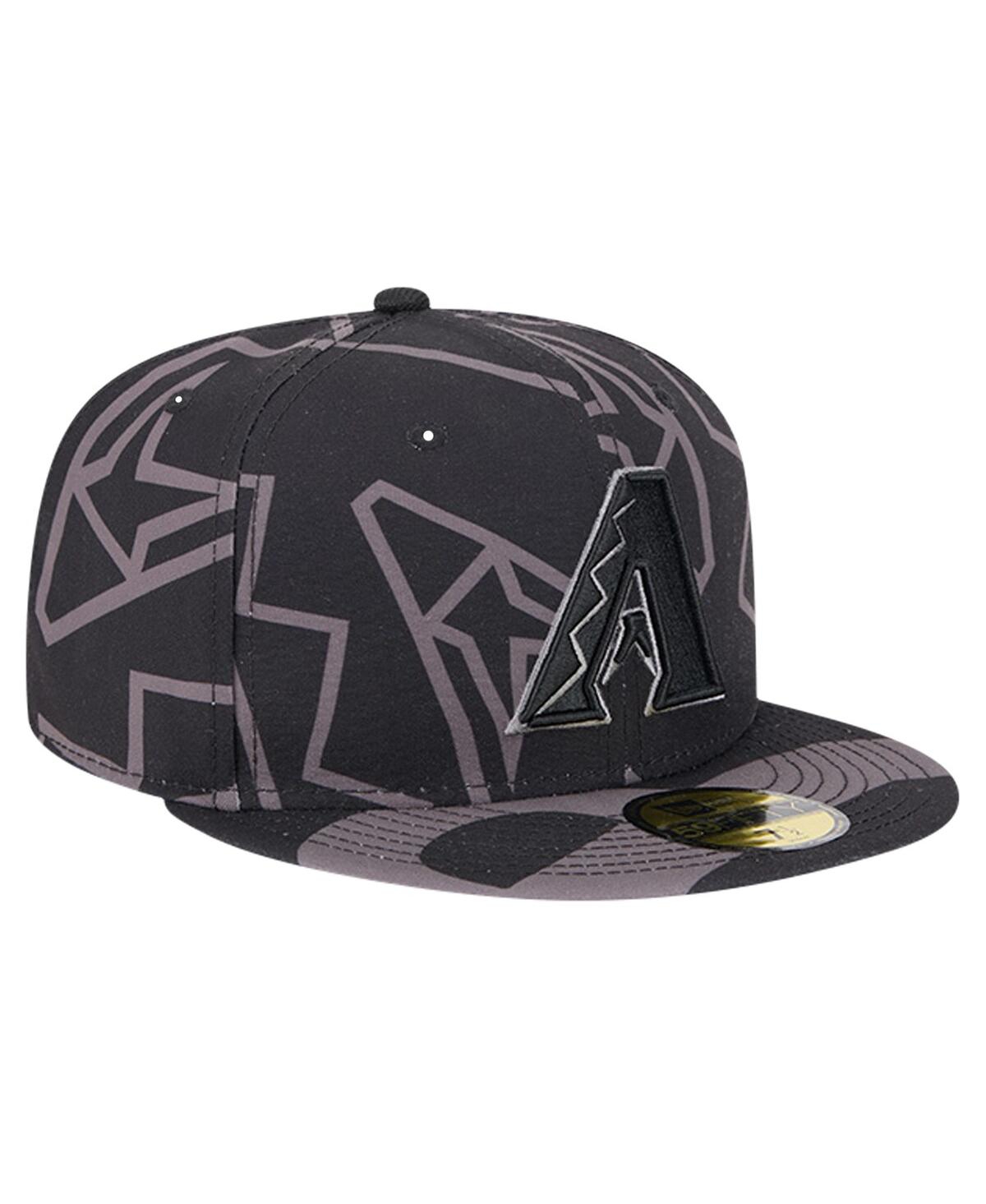 New Era Men's Black Arizona Diamondbacks Logo Fracture 59fifty Fitted Hat In Black,graphite