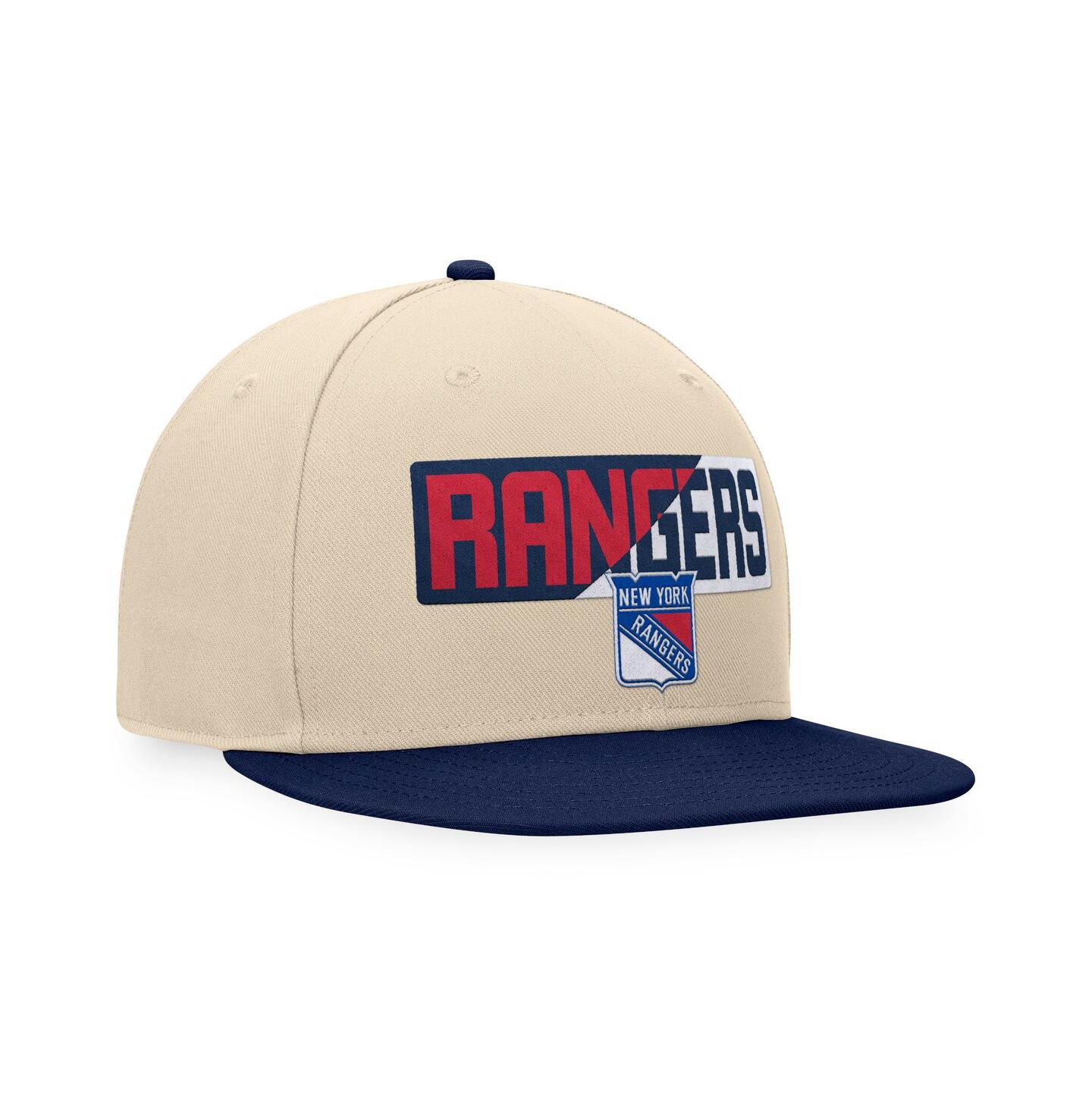 Мужская кепка Fanatics Cream/Navy New York Rangers Goalaso Snapback Hat — фото 3