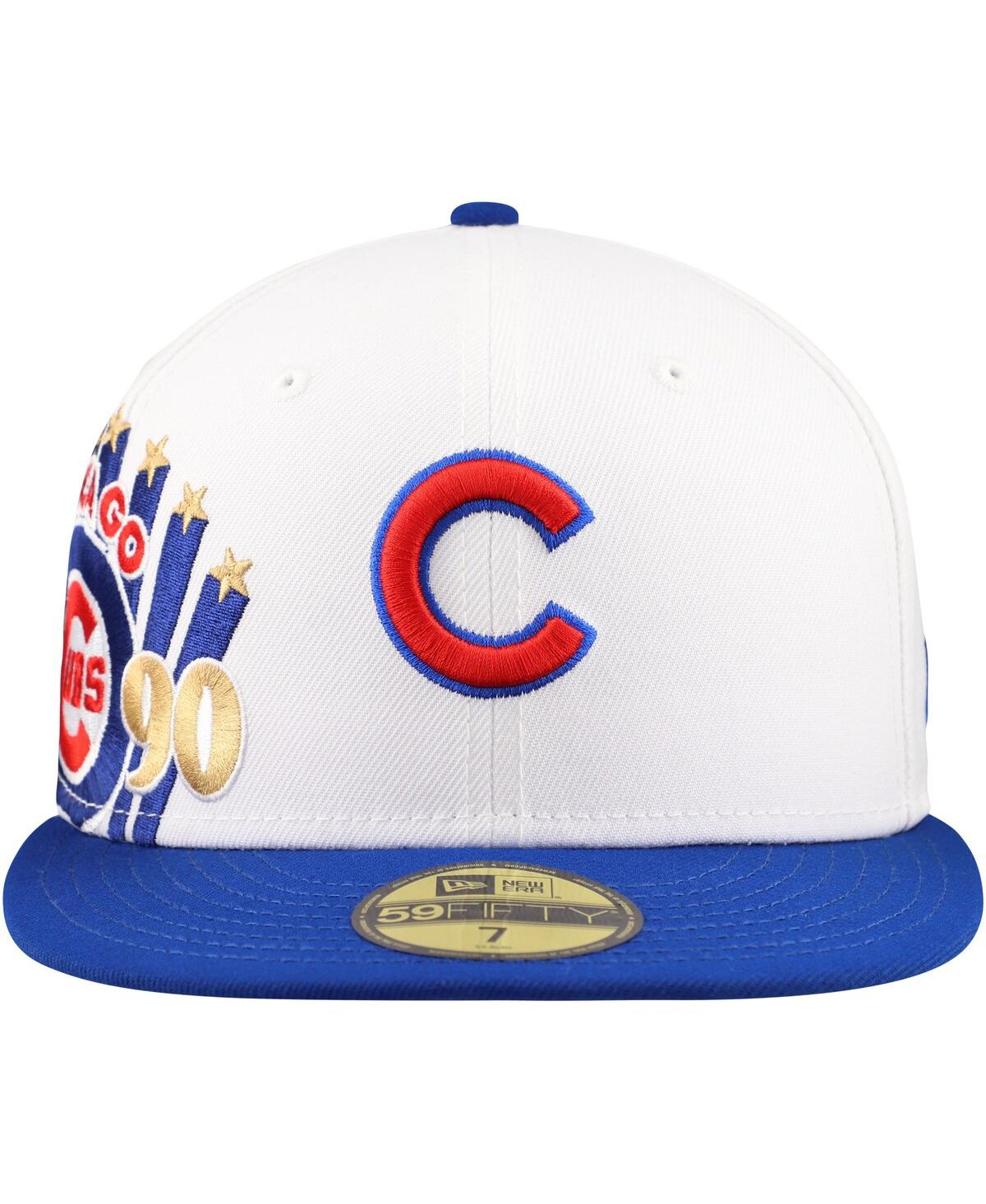 New Era Men'sRoyal Chicago Cubs Major Sidepatch 59FIFTY Fitted Hat - White, Royal