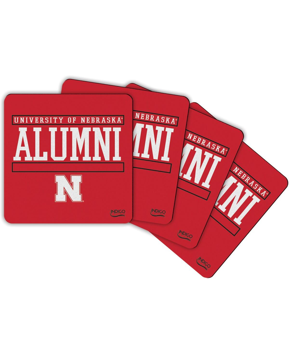 Indigo Falls Nebraska Huskers Alumni 4-pack Neoprene Coaster Set In Red