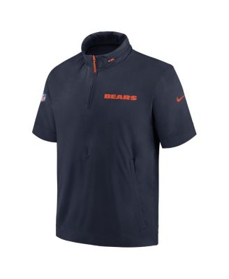 Men's Navy Chicago Bears 2024 Sideline Coach Short Sleeve Half-Zip Hoodie Jacket