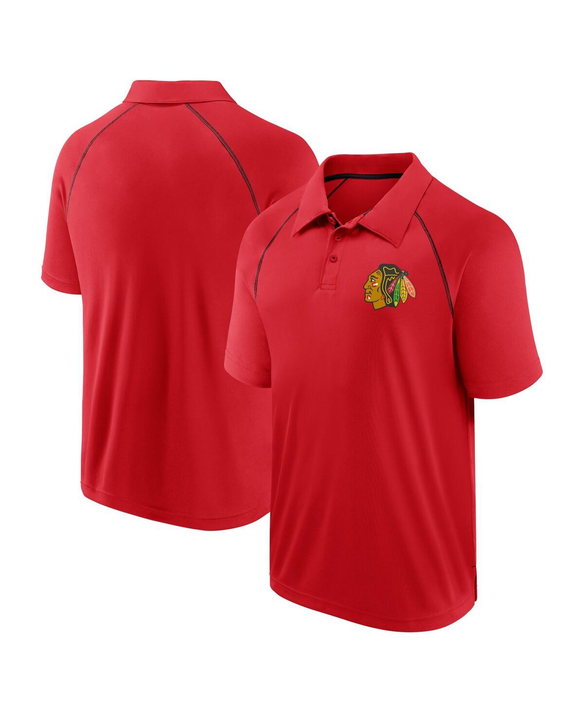 Fanatics Men's Red Chicago Blackhawks Raglan Strong Alone Polo Shirt
