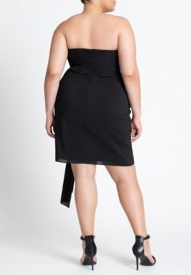 Women's Plus Size Rosette Sash Mini Dress