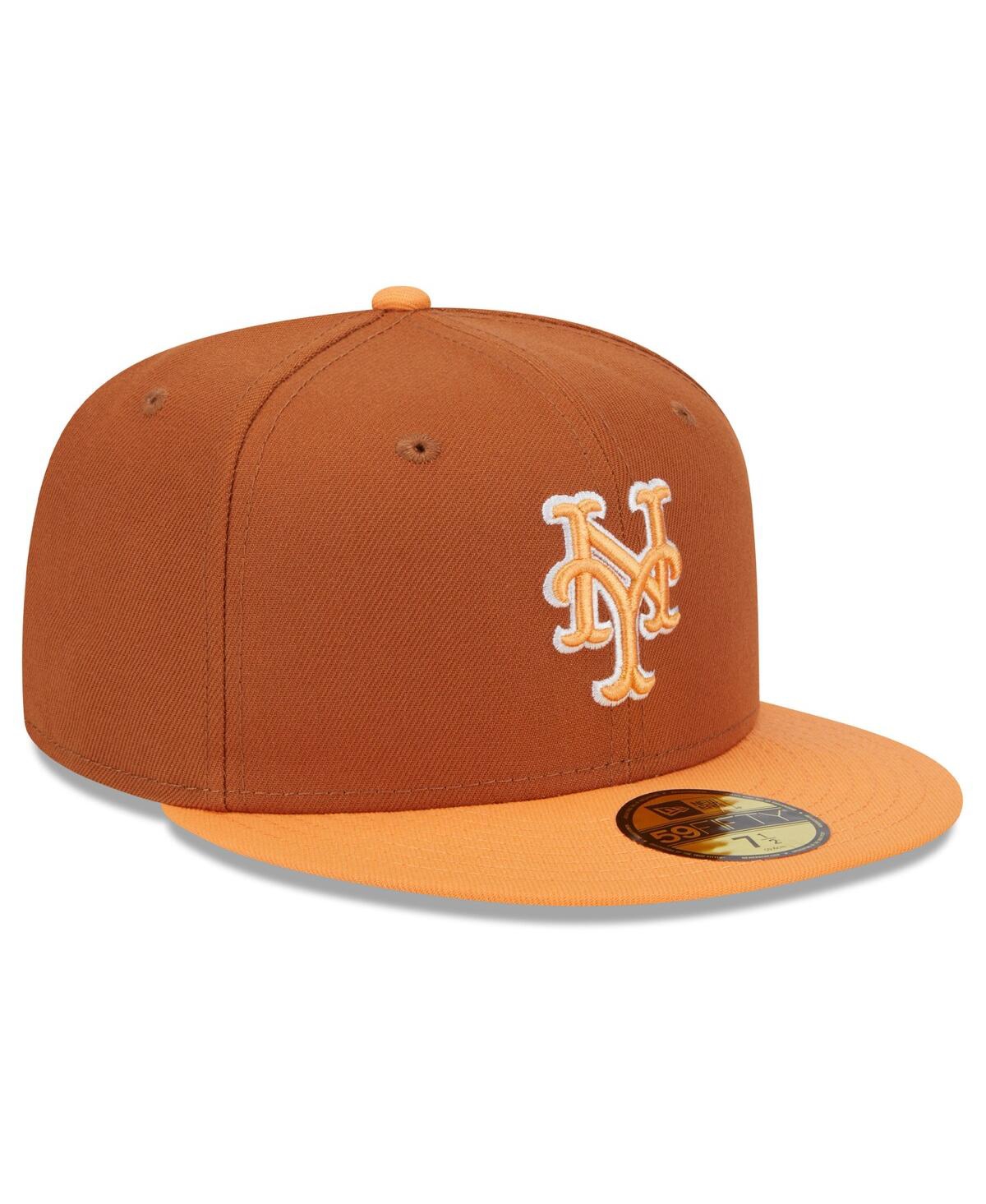 New Era Men's Brown/orange New York Mets Spring Color Basic Two-tone 59fifty Fitted Hat In Brown,orange