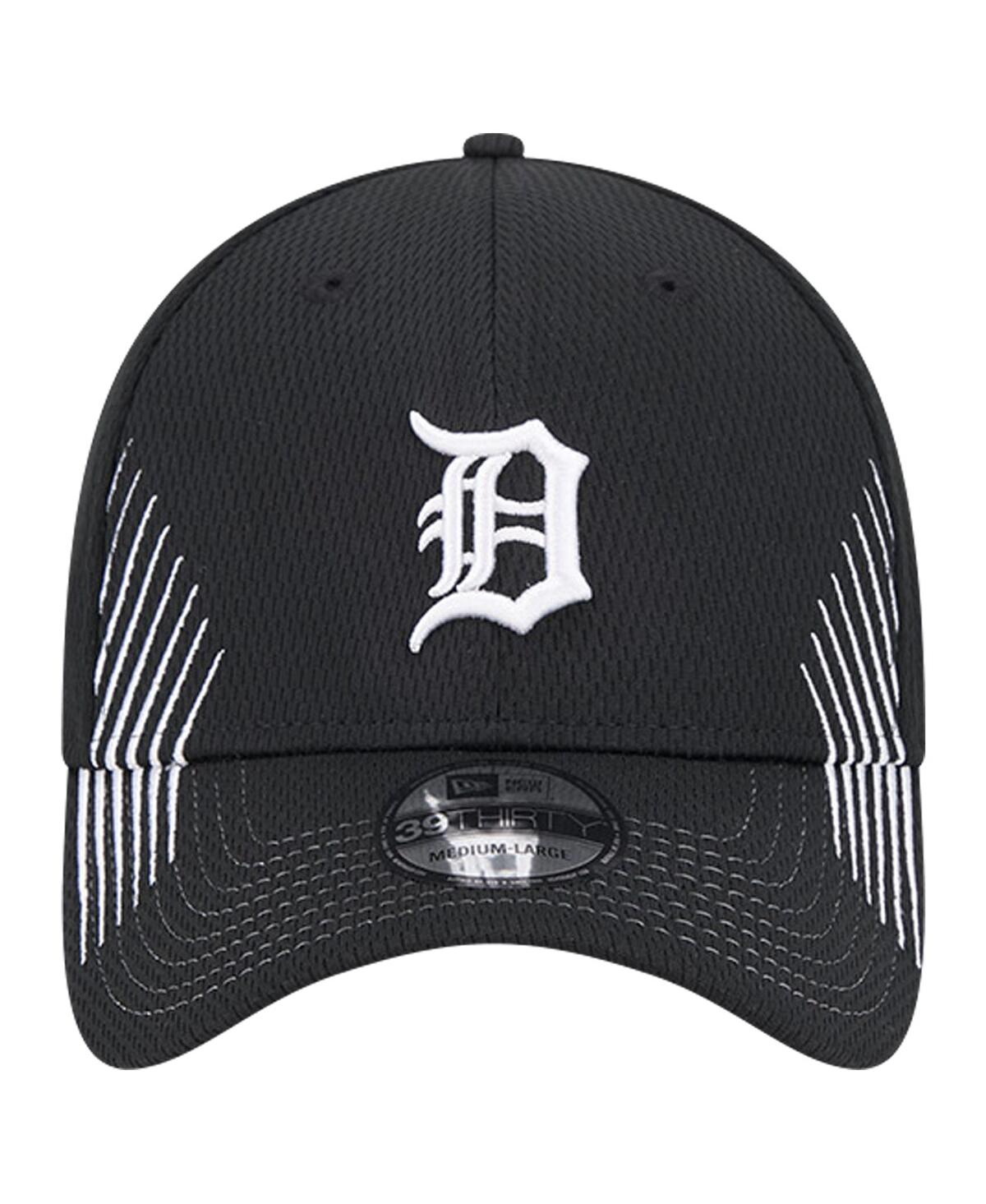 New Era Men'sDetroit Tigers Active Dash Mark 39THIRTY Flex Hat - Black