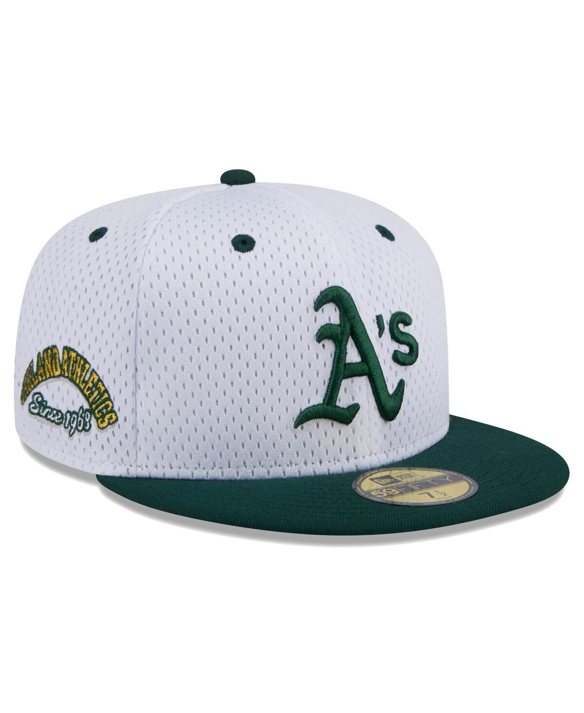 Men's White Oakland Athletics Throwback Mesh 59FIFTY Fitted Hat - White, Green