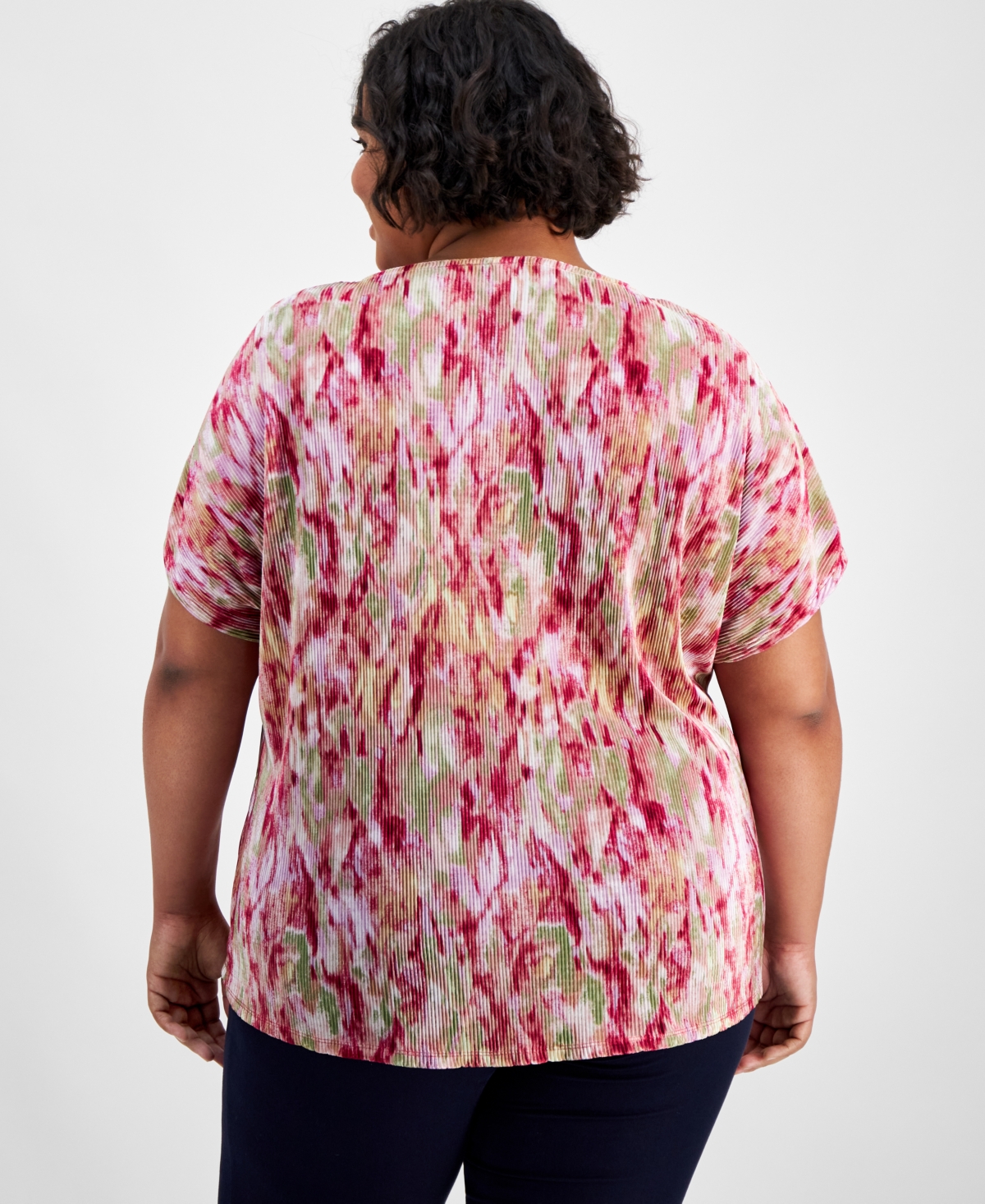 Jm Collection Plus Size Women's Pleated Dolman-Sleeve Top, Created for Macy's