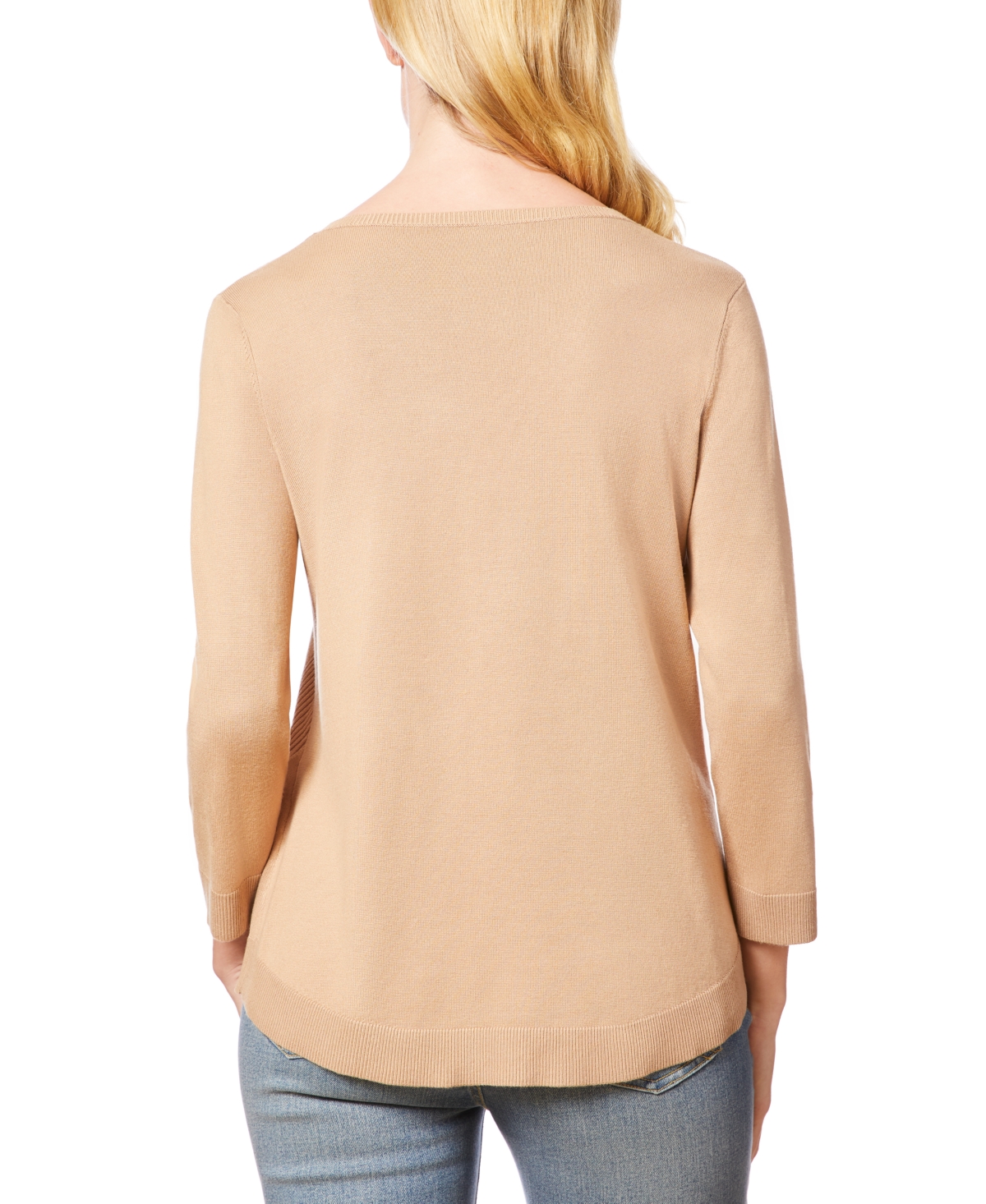 Melissa Paige Women's Boat-Neck, Ribbed-Detail 3/4-Sleeve Sweater