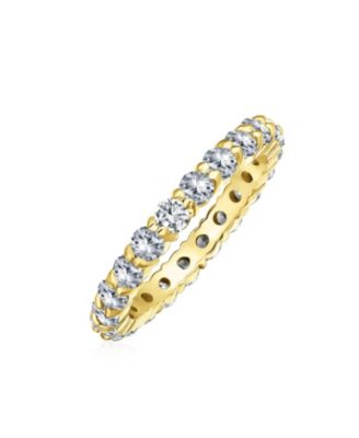 Cubic Zirconia Stackable CZ Eternity Thin 3MM Anniversary Band Ring Sterling Silver