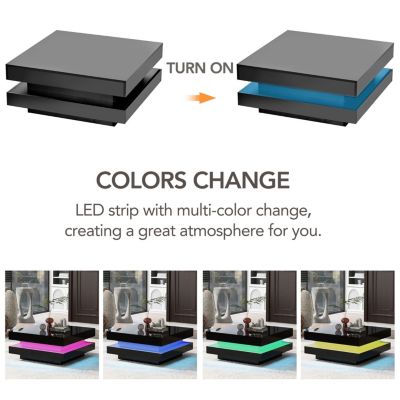  Glossy Square LED Coffee Table (16 Colors)