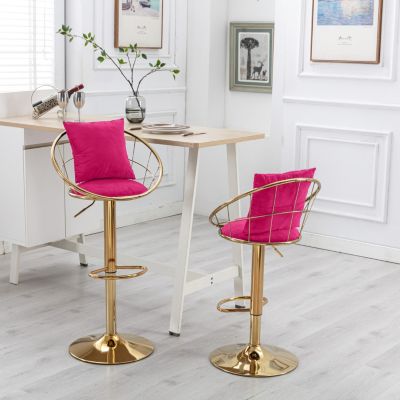 Set of 2 Rosevelvet Bar Chairs with Unique Design