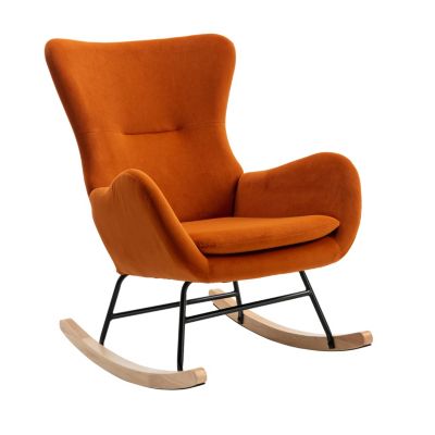 Simplie Fun Velvet Fabric Padded Seat Rocking Chair With High Backrest ...