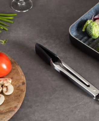Endurance 18/8 Stainless Steel 10.75" Black Square Silicone Tip Tongs