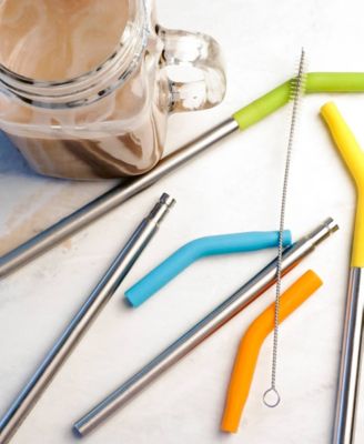 Endurance Stainless Steel 5 Piece 9" Silicone Tip Straw and Brush Set