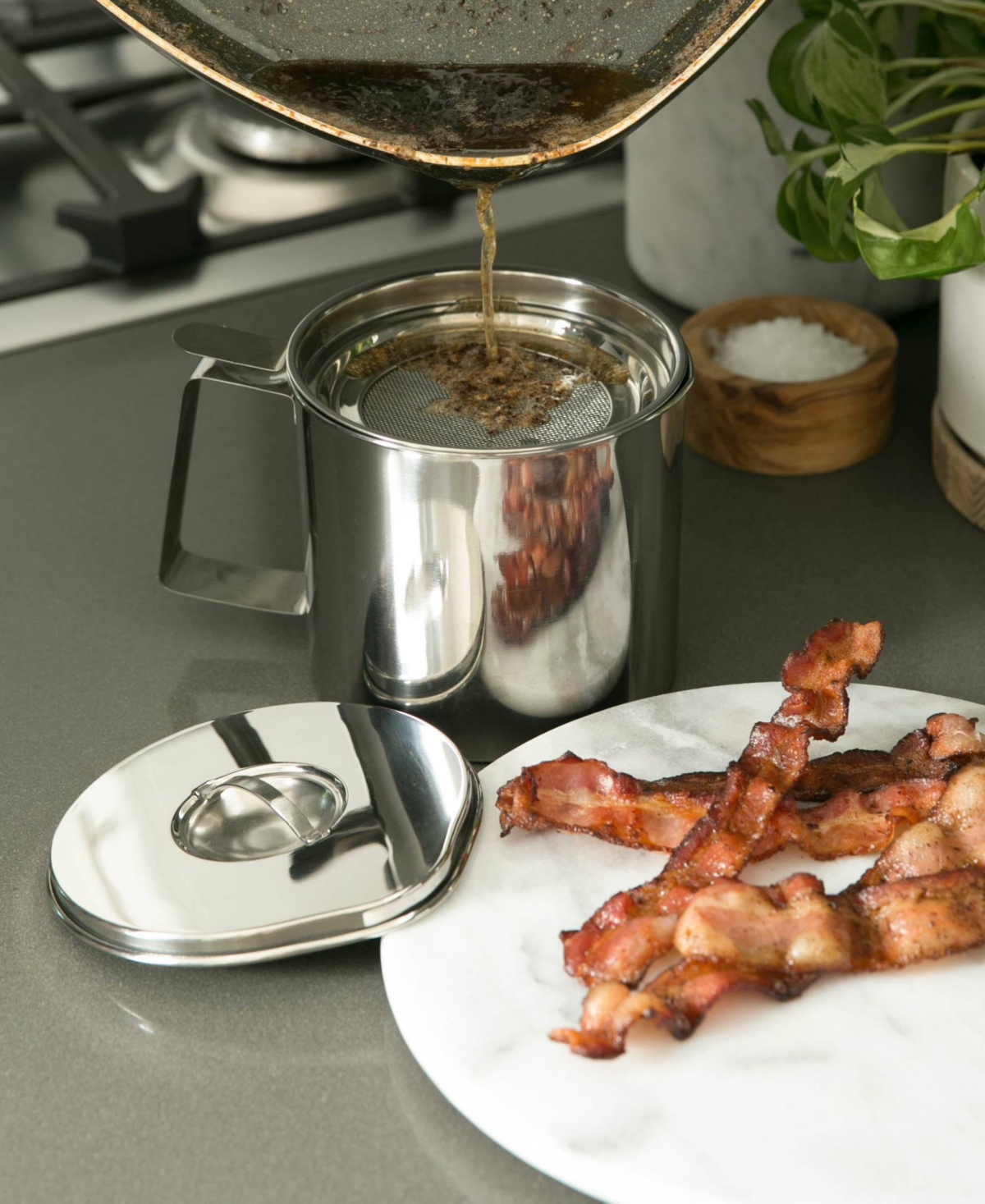 Shop Rsvp International Stainless Steel Endurance Medium 4 Cup Fryer's Friend Grease Keeper In Gray