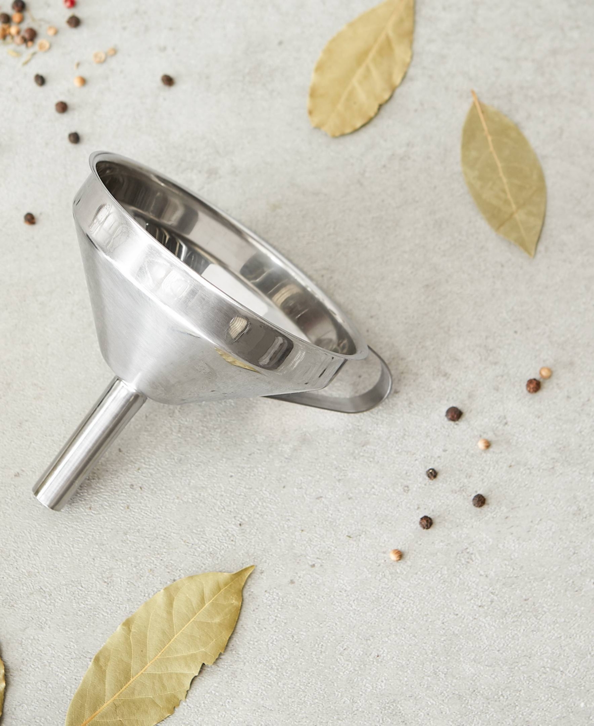 Rsvp International Endurance Stainless Steel 4" X 5" X 4.25" Deluxe Funnel With Removable Filter Set In Silver