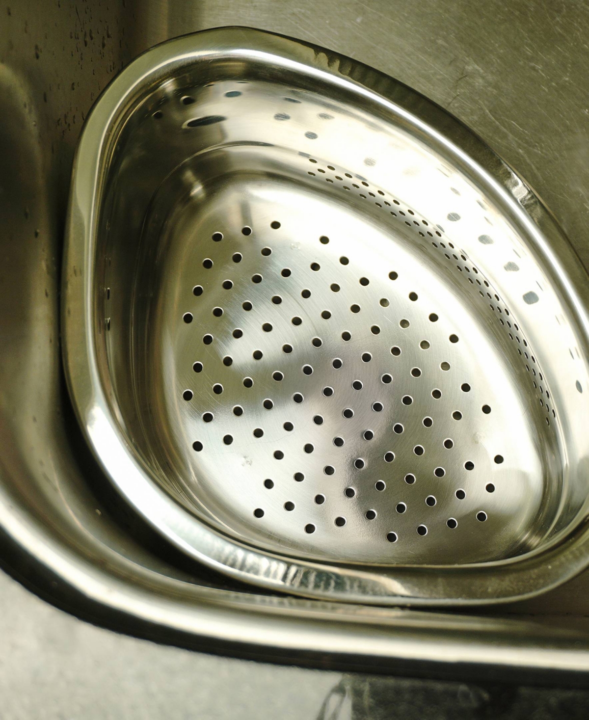 Rsvp International Endurance Pierced Stainless Steel 9"x7"x5" In-sink Corner Basket In Gray