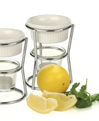 Stoneware 2 Piece 3x3x5" Promo Butter Warmer Set