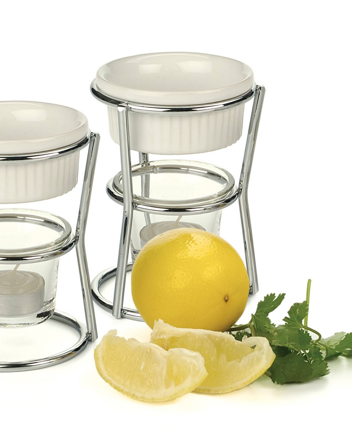 Rsvp International Stoneware 2 Piece 3x3x5" Promo Butter Warmer Set In White