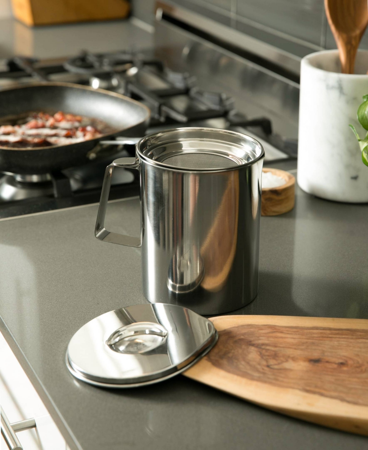 Shop Rsvp International Stainless Steel Endurance Medium 6 Cup Fryer's Friend Grease Keeper In Gray