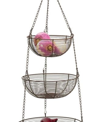 Woven Wire 3 Tier Bronze Hanging Basket
