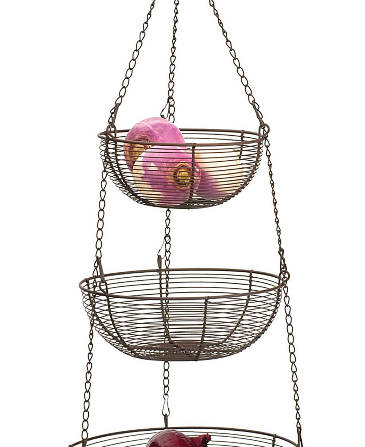 Shop Rsvp International Woven Wire 3 Tier Bronze Hanging Basket In Brown