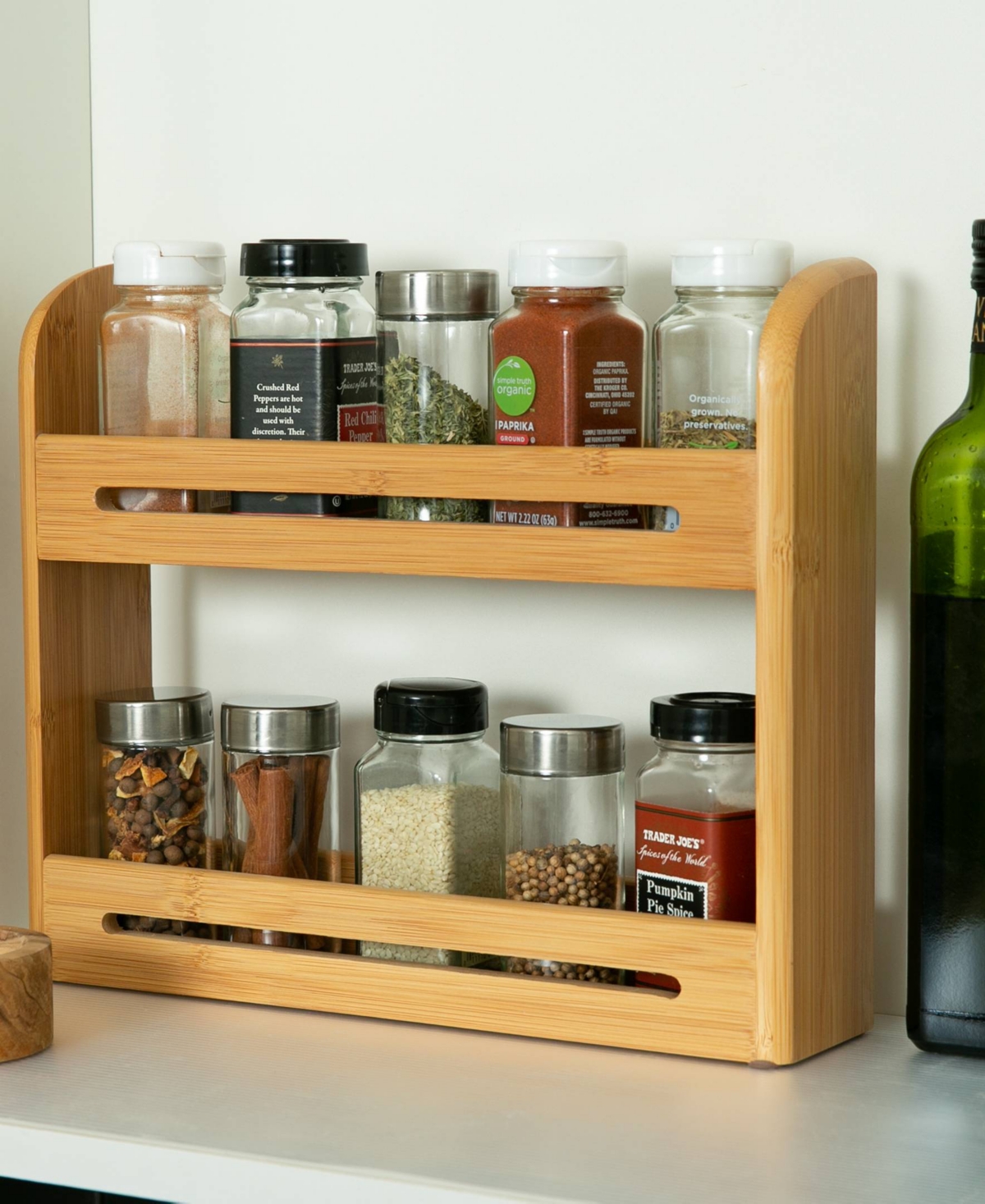 Rsvp International Wood 12" X 2.75" X 10.25" Spice Rack Jars Not Included In Brown